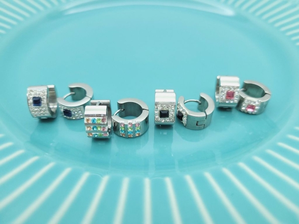 Creolen Ohrringe silberfarben Glitzer Edelstahl